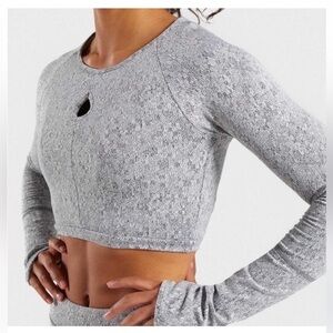 Gymshark Fleur Texture Long Sleeve Crop Top, Size M